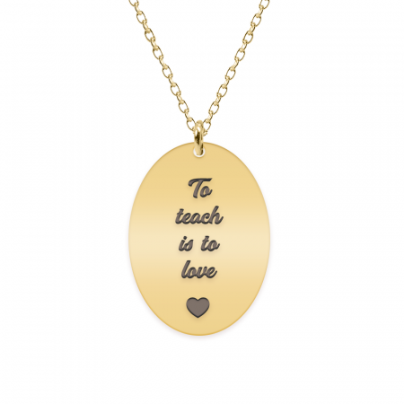 Bijuterii placate cu aur - Master - Colier personalizat absolvire "To teach is to love" din argint 925 placat cu aur galben 24K