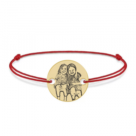 Bratara personalizata snur cu fotografie si banut din Aur 14 karate - 0,64 grame, 14mm [1]