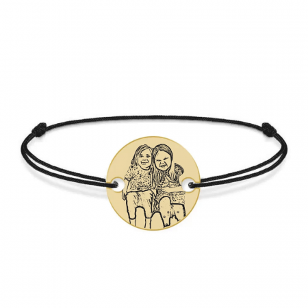 Bratara personalizata snur cu fotografie si banut din Aur 14 karate - 0,64 grame, 14mm [3]