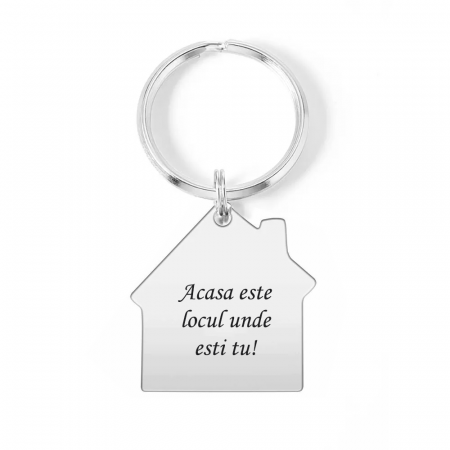 Breloc personalizat casuta cu fotografie din argint si inel de inox [2]