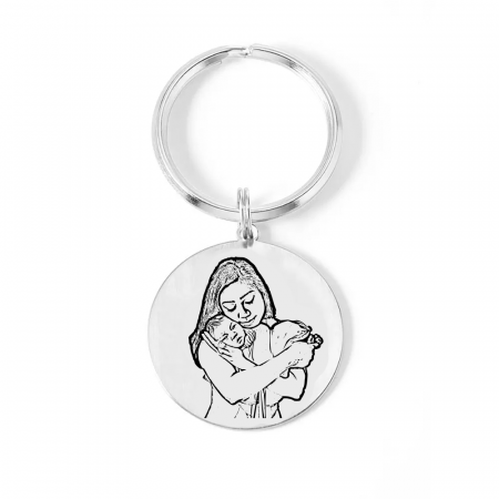 Brelocuri personalizate - Me - Breloc personalizat cu fotografie din argint si inel de inox