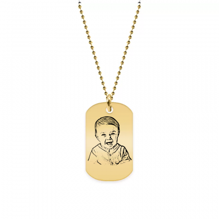 Medalioane fotografii - Me - Colier personalizat cu fotografie si dog tag din argint 925 placat cu aur galben 24K