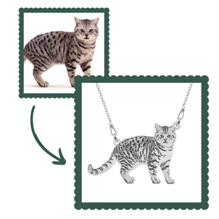Bijuterii cu animale de companie - Colier personalizat cu fotografie silueta animal de companie din argint 925