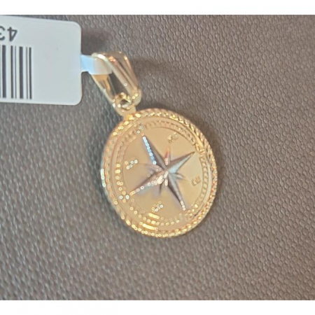 Medalion talisman placat cu aur galben si alb Stea - 1.6 cm [1]