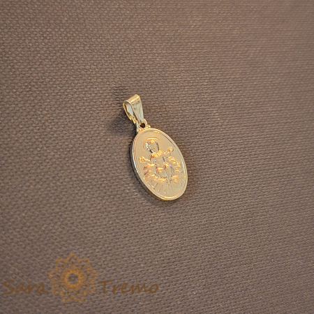 Medalion tip iconiță placat cu aur 18K, gravat cu Pruncul Iisus, 2 cm [0]