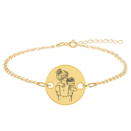 Mom - Bratara personalizata din argint placat cu aur galben 24K"Te iubesc mami" inimioara / banut [2]