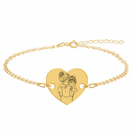 Bratari personalizate - Mom - Bratara personalizata din argint placat cu aur galben 24K"Te iubesc mami" inimioara / banut