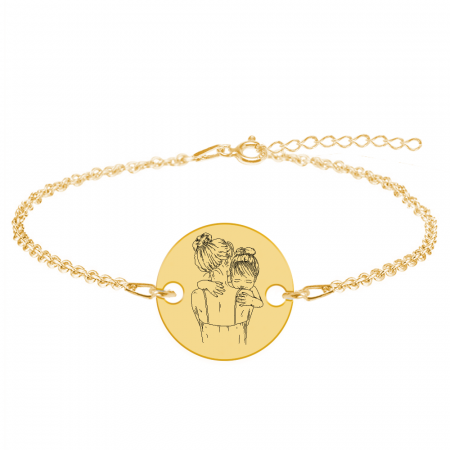 Mom - Bratara personalizata din argint placat cu aur galben 24K"Te iubesc mami" inimioara / banut [3]