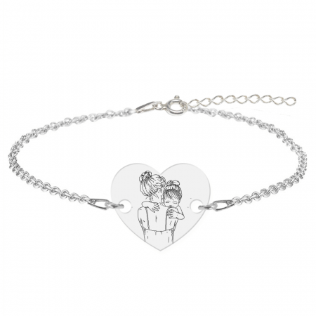 Bijuterii personalizate - Mom - Bratara personalizata din argint "Te iubesc mami" inimioara / banut