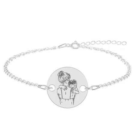 Mom - Bratara personalizata din argint "Te iubesc mami" inimioara / banut [3]