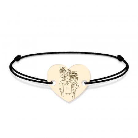 Mom - Bratara personalizata snur si inimioara mama si copilul din Aur 14 karate - 0,33 grame, 12 x 10 mm [3]