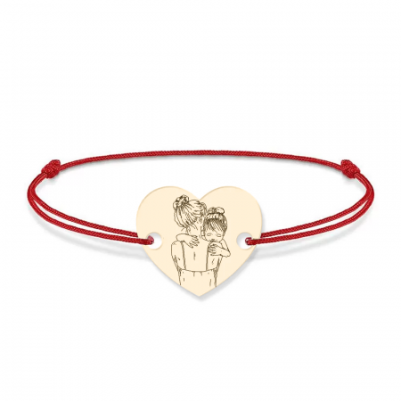 Mom - Bratara personalizata snur si inimioara mama si copilul din Aur 14 karate - 0,33 grame, 12 x 10 mm [1]