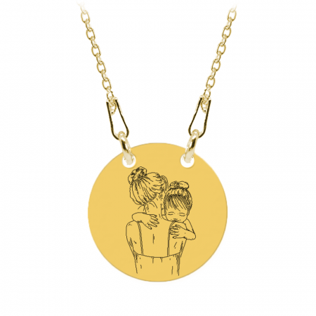 Mom - Colier personalizat din argint 925 "Te iubesc mami" inimioara / banut placat cu aur galben 24K [3]