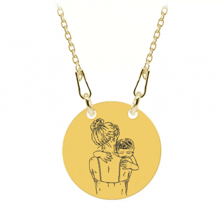 Mom - Colier personalizat din argint 925 "Te iubesc mami" inimioara / banut placat cu aur galben 24K [1]