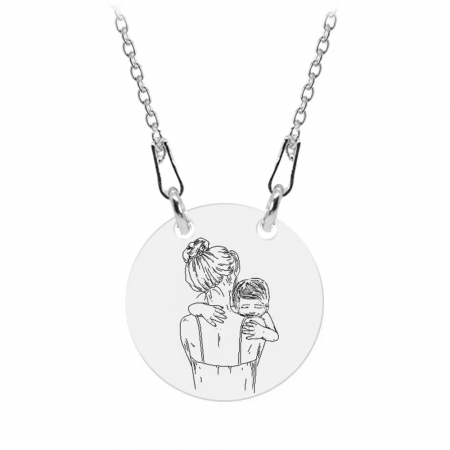 Mom - Colier personalizat din argint "Te iubesc mami" inimioara / banut [2]