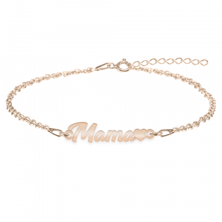 Bijuterii personalizate - Mommy - Bratara personalizata inimioara din argint 925 placat cu aur roz - Mama