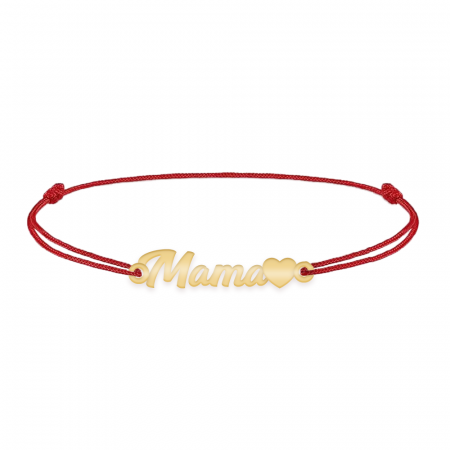 Bratari personalizate - Mommy - Bratara personalizata snur cu inscriptia mama din argint 925 placat cu aur galben 24K