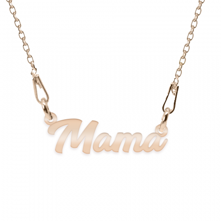 Bijuterii placate cu aur - Mommy - Colier personalizat din argint 925 placat cu aur roz - Mama
