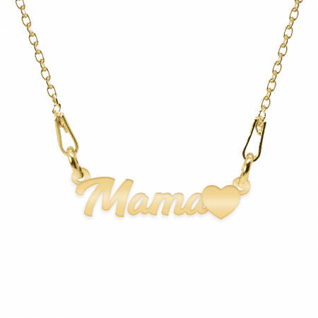 Bijuterii placate cu aur - Mommy - Colier personalizat inimioara din argint 925 placat cu aur galben 24K - Mama