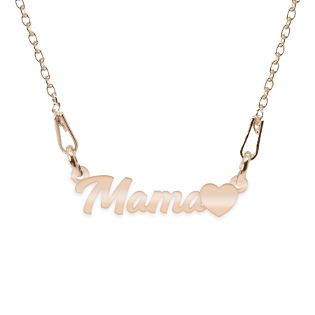 Bijuterii placate cu aur - Mommy - Colier personalizat inimioara din argint 925 placat cu aur roz - Mama