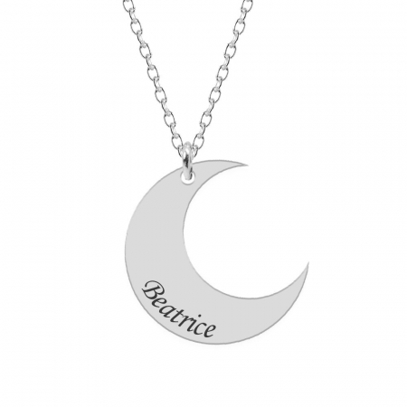 Lantisoare cu text personalizat din argint - Moon - Colier din argint personalizat - Semiluna