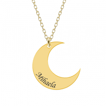 Bijuterii placate cu aur - Moon - Colier din argint placat cu aur galben 24K personalizat - Semiluna