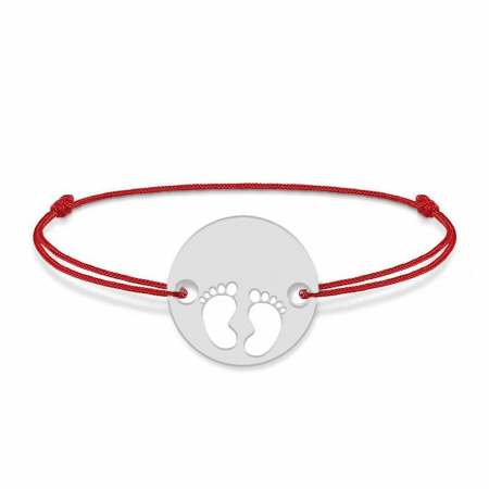 My Kid - Bratara personalizata snur si banut argint 925 cu nume si talpite [1]