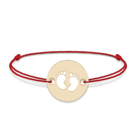 My Kid - Bratara personalizata snur si banut cu talpite din Aur 14 karate - 0,30 grame,10 mm [1]