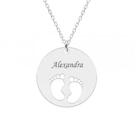 Coliere personalizate argint - My kid - Colier personalizat banut cu nume si talpite din argint 925