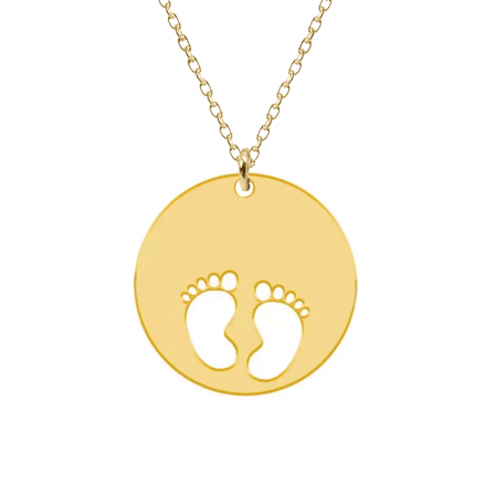 My kid - Colier personalizat banut cu nume si talpite din argint 925 placat cu aur galben 24K [1]