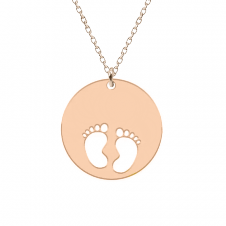 My kid - Colier personalizat banut cu nume si talpite din argint 925 placat cu aur roz [1]