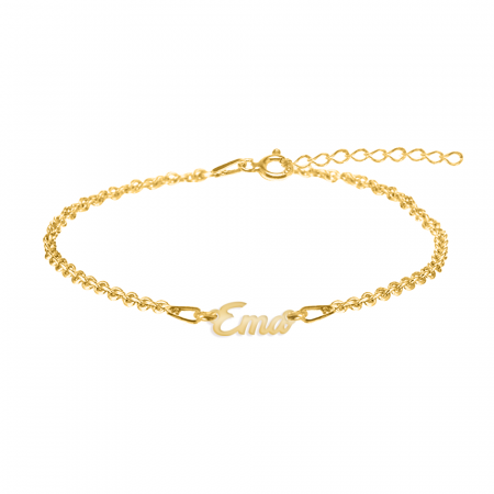 Bratari pentru picior - Name - Bratara cu nume personalizata pentru picior din argint 925 placat cu aur galben 24K