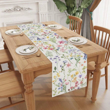 Pentru casa - Napron cu flori, 33x120 cm, 100% linen