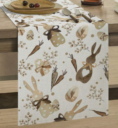 Napron decorativ cu iepurasi si tematica de primavara – 33x183 cm [2]