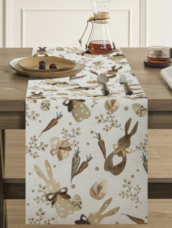 Pentru casa - Napron decorativ cu iepurasi si tematica de primavara – 33x183 cm