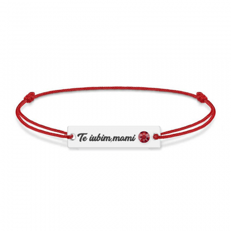 Bijuterii personalizate - Nasty - Bratara personalizata snur si tablita din argint 925