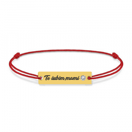 Nasty - Bratara personalizata snur si tablita din argint 925 placat cu aur galben 24K [1]