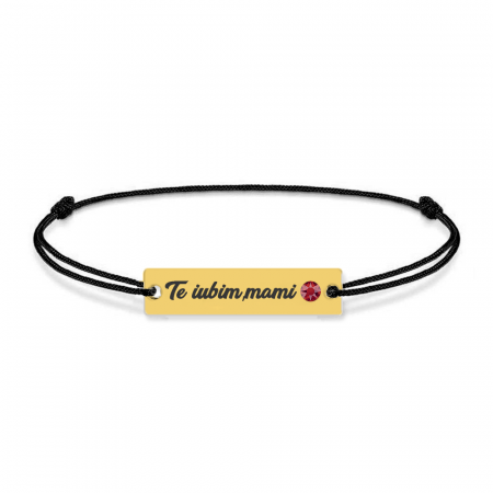 Nasty - Bratara personalizata snur si tablita din argint 925 placat cu aur galben 24K [2]