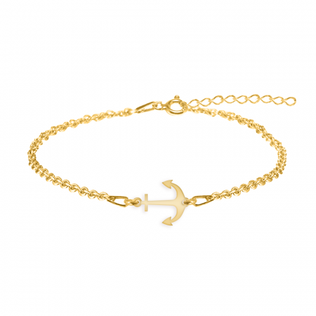 Bratari pentru picior - Nautic - Bratara pentru picior cu ancora din argint 925 placat cu aur galben 24K
