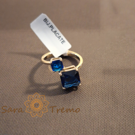 Inele - Inel placat cu aur, model geometric nou - marime 7 (diametru 1.7 cm)