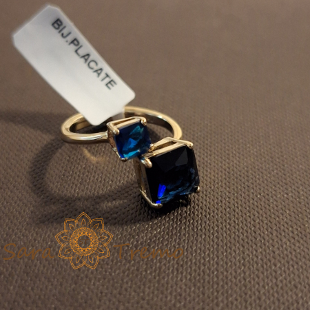 Inel placat cu aur, model geometric nou - marime 7 (diametru 1.7 cm) [2]