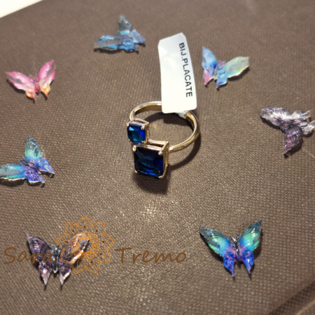 Inel placat cu aur, model geometric nou - marime 7 (diametru 1.7 cm) [3]