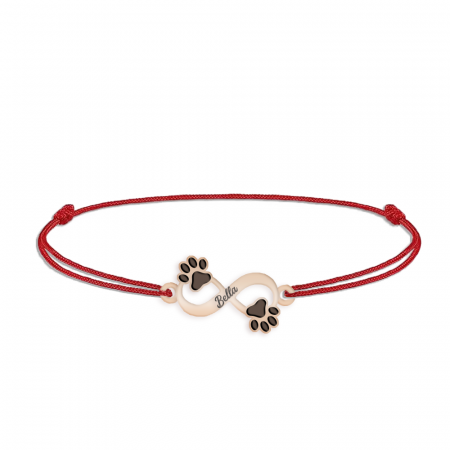 Bratari personalizate - Niky - Bratara personalizata snur infinit si labute cu nume din argint 925 placat cu aur roz