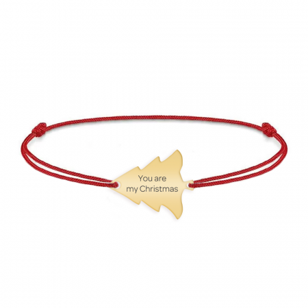 Bratari personalizate - Noel - Bratara bradut argint 925 placat cu aur galben 24K personalizata cu mesaj - snur