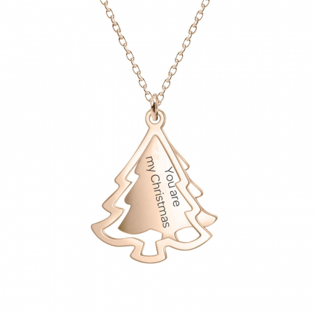 Lantisoare cu nume - Noel - Colier bradut argint 925 placat cu aur roz personalizat cu mesaj