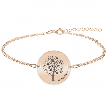 Bijuterii personalizate - Nome - Bratara personalizata banut cu copac din argint 925 placat cu aur roz