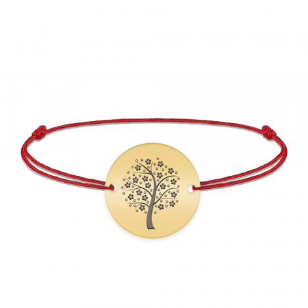 Bratari personalizate - Nome - Bratara personalizata snur banut cu copac din argint 925 placat cu aur galben 24K