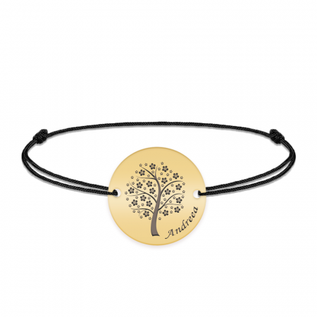 Nome - Bratara personalizata snur banut cu copac din argint 925 placat cu aur galben 24K [1]