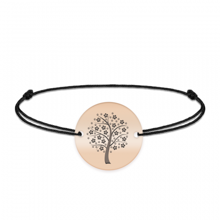 Bratari personalizate - Nome - Bratara personalizata snur banut cu copac din argint 925 placat cu aur roz