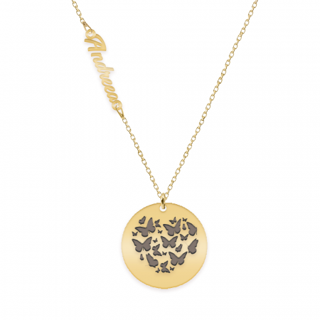 Nome - Colier personalizat nume si banut din argint 925 placat cu aur galben 24K [3]